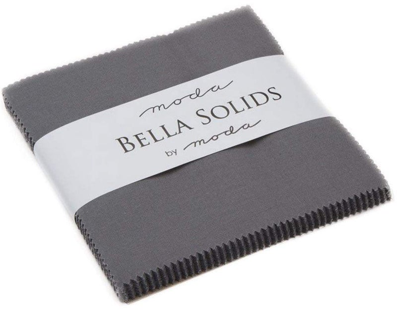 Moda Fabrics Graphite Moda Bella Solids Charm Pack by Moda Fabrics; 42-5" Quilt Squares - Image 1