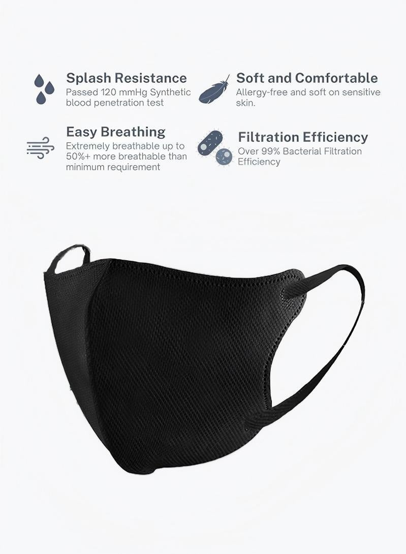 3D 20 PCS 3D Disposable Adult Face Masks, 3-Layer Meltblown Filter Black Masks with Elastic Earloops - Image 2