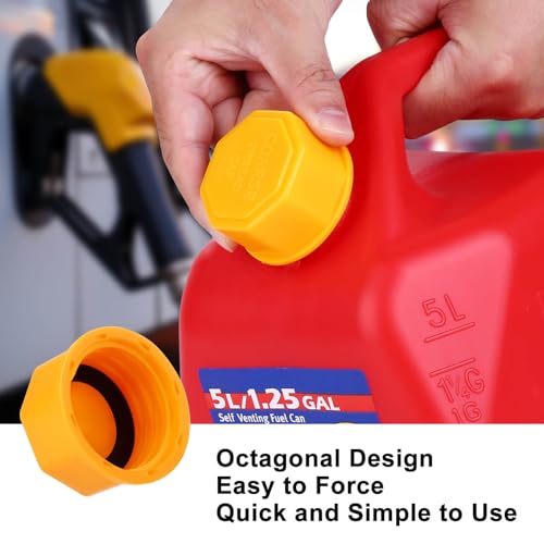 BESOTDN 6PCS Gas Can Caps, 5 Gallon Gas Can Cap Replacement, Universal Coarse Thread Gas Cap for Gasoline, Portable Gas Tank Lid for Improved Sealing and Transportation - Image 5