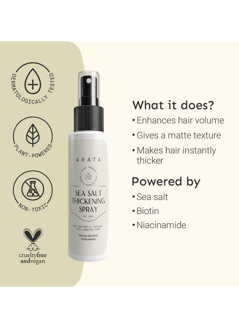 ARATA Arata Sea Salt Thickening Hair Spray Infused With Sea Salt, Biotin & Niacinamide For Instantly Thicker, Full-Bodied Hair  - Image 5