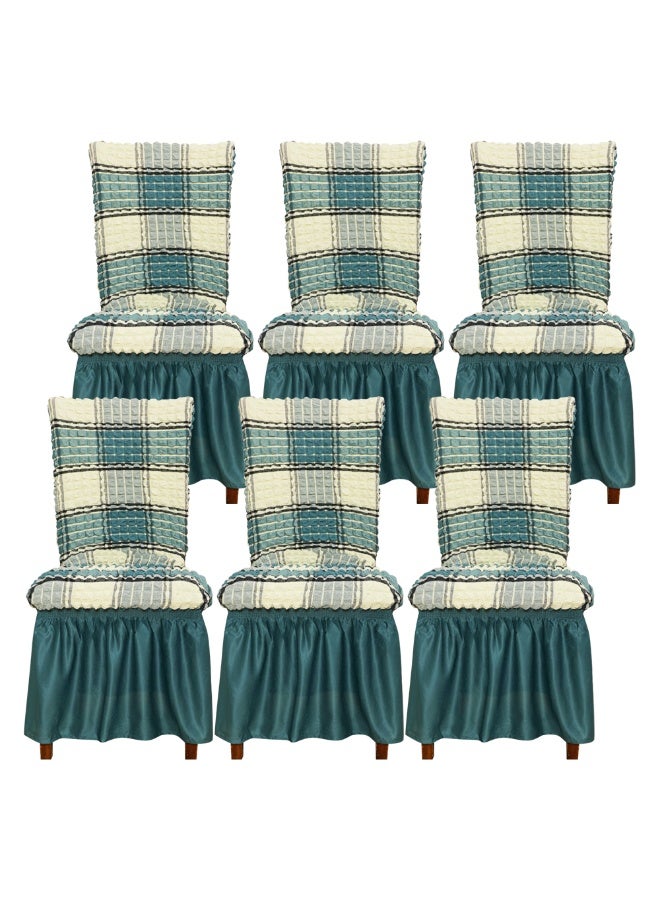 6 PCS High Stretch Skirt Chair Cover for Dining Removable Dining Room Chair Covers with Skirt Spandex Chair Slipcovers Protector - Image 1