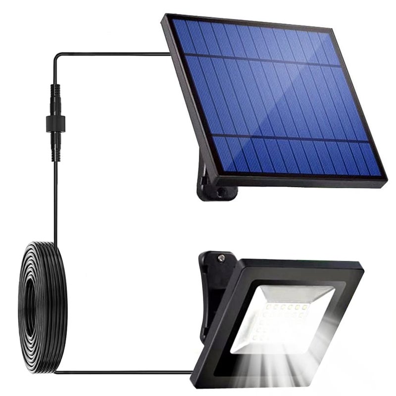 Ousam Led أضواء شمسية خارجية مقاومة للماء مع كابل بطول 16 قدم ولوحة شمسية منفصلة، أضواء شمسية LED من الغسق حتى الفجر للإضاءة على الجدران والأسقف، الشرفات، الحظائر، المرائب، الساحات، الفناء، الحدائق، إضاءة المناظر الطبيعية (بيضاء) - Image 1
