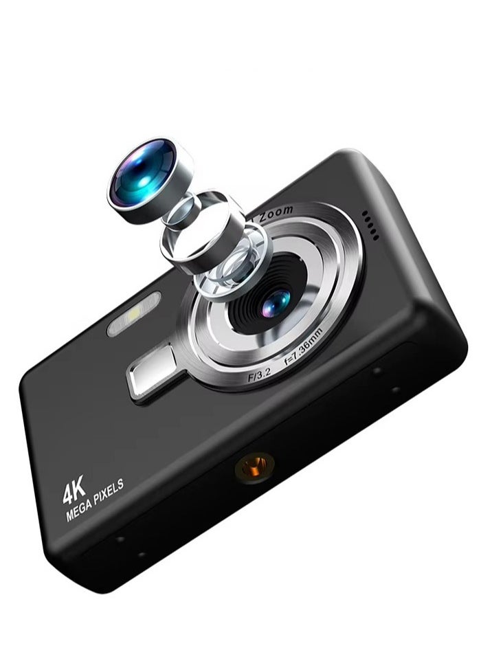 Halamine Digital Camera, FHD 4K Kids Camera 44MP Point and Shoot Digital Cameras with 32GB SD Card,Black  - Image 3