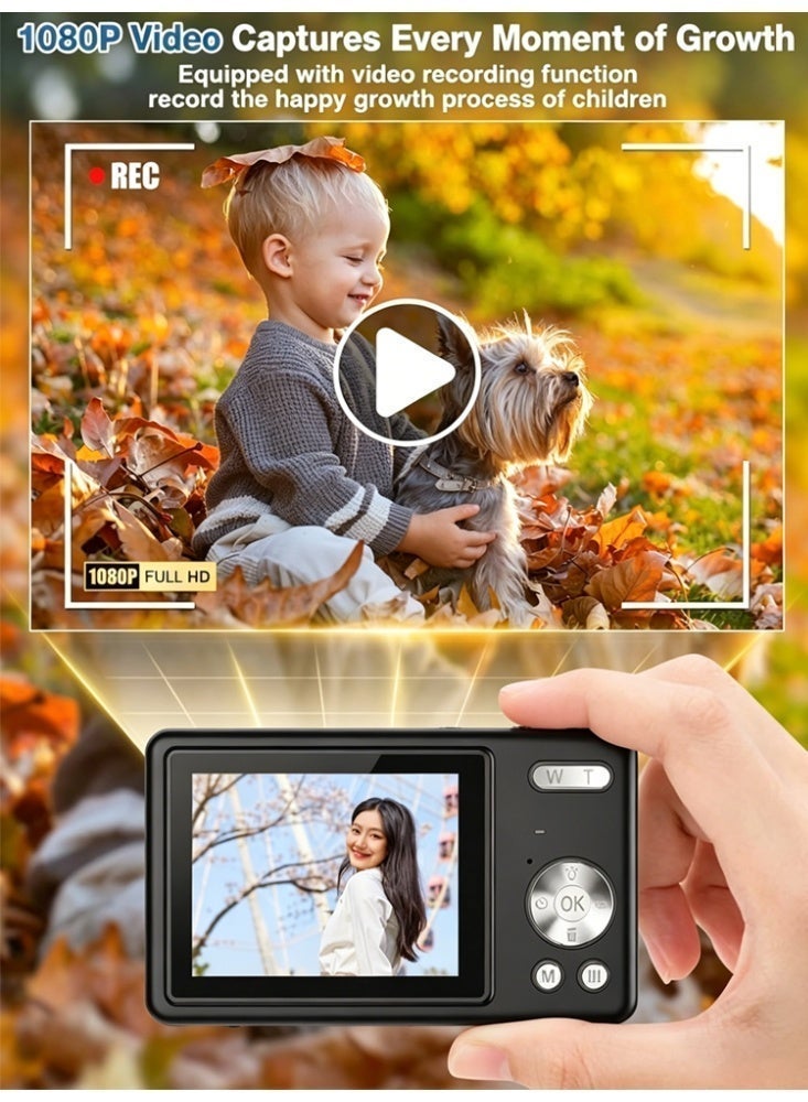 Camera For Kids，FHD 4K Kids Camera 48MP Point and Shoot Digital Cameras with 32GB SD Card,Black - Image 2