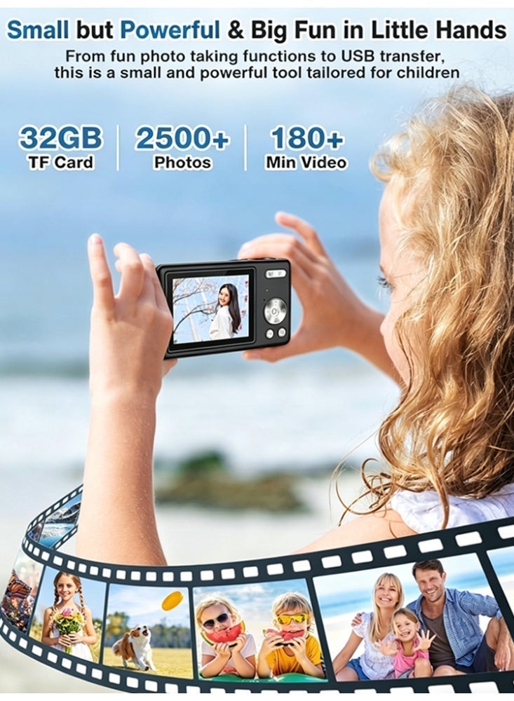 Camera For Kids，FHD 4K Kids Camera 48MP Point and Shoot Digital Cameras with 32GB SD Card,Black - Image 5