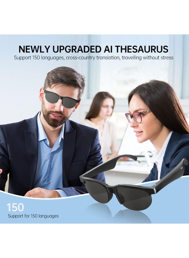 Smart AI Translation Bluetooth Glasses, Bluetooth Sunglasses with Built-in Microphone and Speaker, Voice Assistant, UV Protection Sunglasses and Voice Control, Unisex (Black) - Image 5