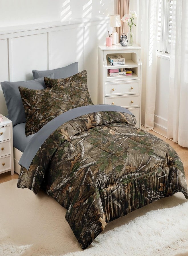 Nesker 7 Pcs Comforter Set Full Size, Vintage Woodland Bedding Set for Kids and Adults, Hunting Camo Bed Sheet Sets with Fitted Sheet 2 Pillowcases & 2 Shams - Image 4