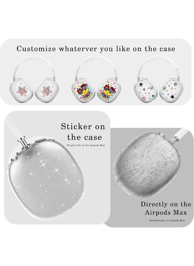 SJet - Silicone Case Cover for AirPods Max Headphones, Clear Soft TPU Ear Cups Cover/Ear Pad Case Cover/Headband Cover for AirPods Max (2024/2020) - White Glitter - Image 1