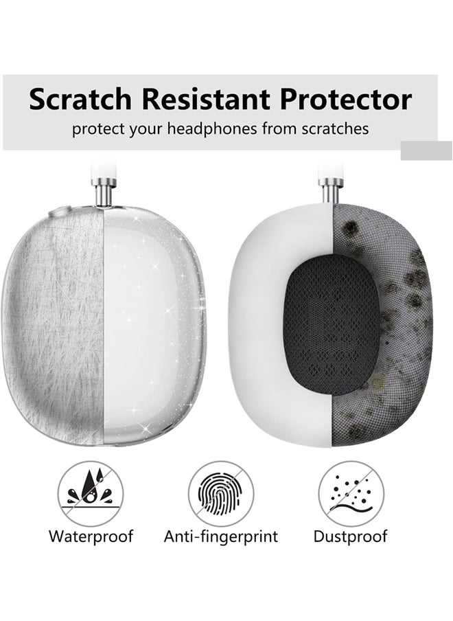 SJet - Silicone Case Cover for AirPods Max Headphones, Clear Soft TPU Ear Cups Cover/Ear Pad Case Cover/Headband Cover for AirPods Max (2024/2020) - White Glitter - Image 1