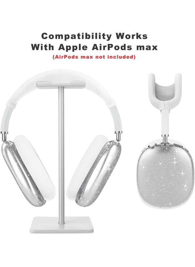 SJet - Silicone Case Cover for AirPods Max Headphones, Clear Soft TPU Ear Cups Cover/Ear Pad Case Cover/Headband Cover for AirPods Max (2024/2020) - White Glitter - Image 1