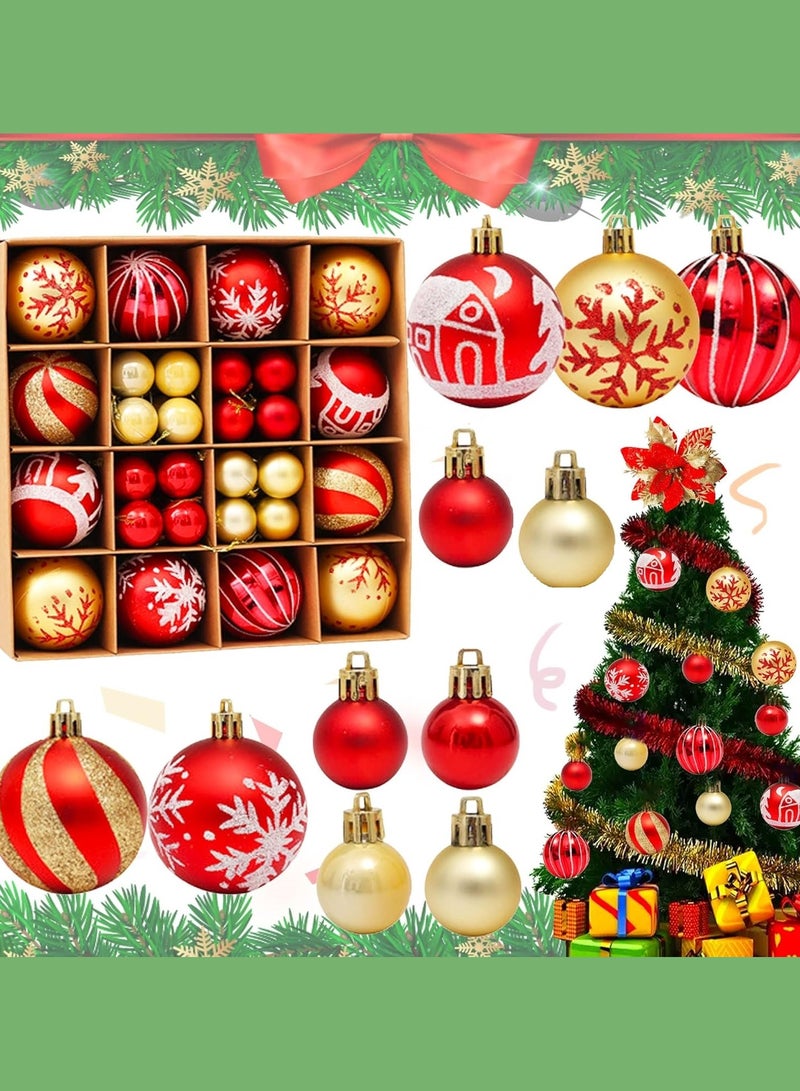 AIWANTO 44-Piece Red & Gold Shatterproof Christmas Ornaments Set – Glitter & Matte Balls & Baubles for Tree, Holiday Party & Home Decorations, Durable Xmas Tree Decor - Image 1