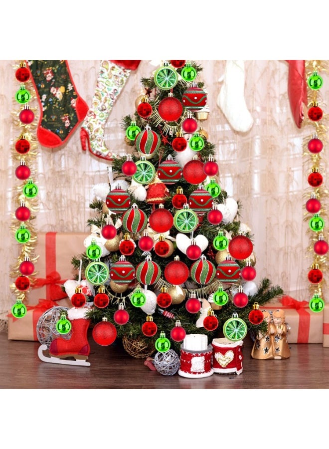 AIWANTO 44-Piece Red & Green Christmas Ornament Set – Shatterproof Tree Balls & Baubles with Glitter & Matte Finish for Festive Home Décor - Image 4