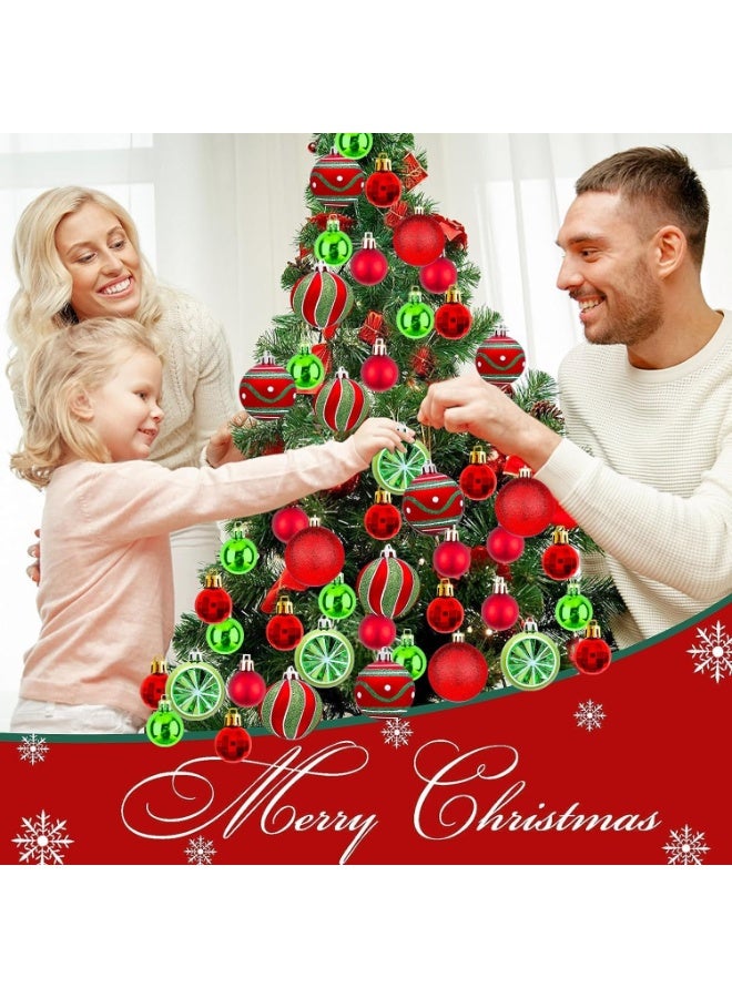AIWANTO 44-Piece Red & Green Christmas Ornament Set – Shatterproof Tree Balls & Baubles with Glitter & Matte Finish for Festive Home Décor - Image 5