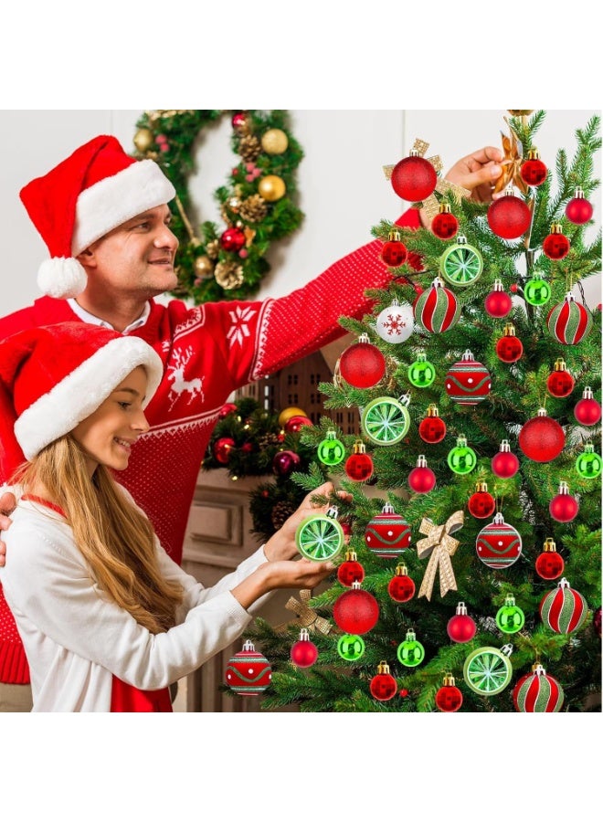 AIWANTO 44-Piece Red & Green Christmas Ornament Set – Shatterproof Tree Balls & Baubles with Glitter & Matte Finish for Festive Home Décor - Image 3