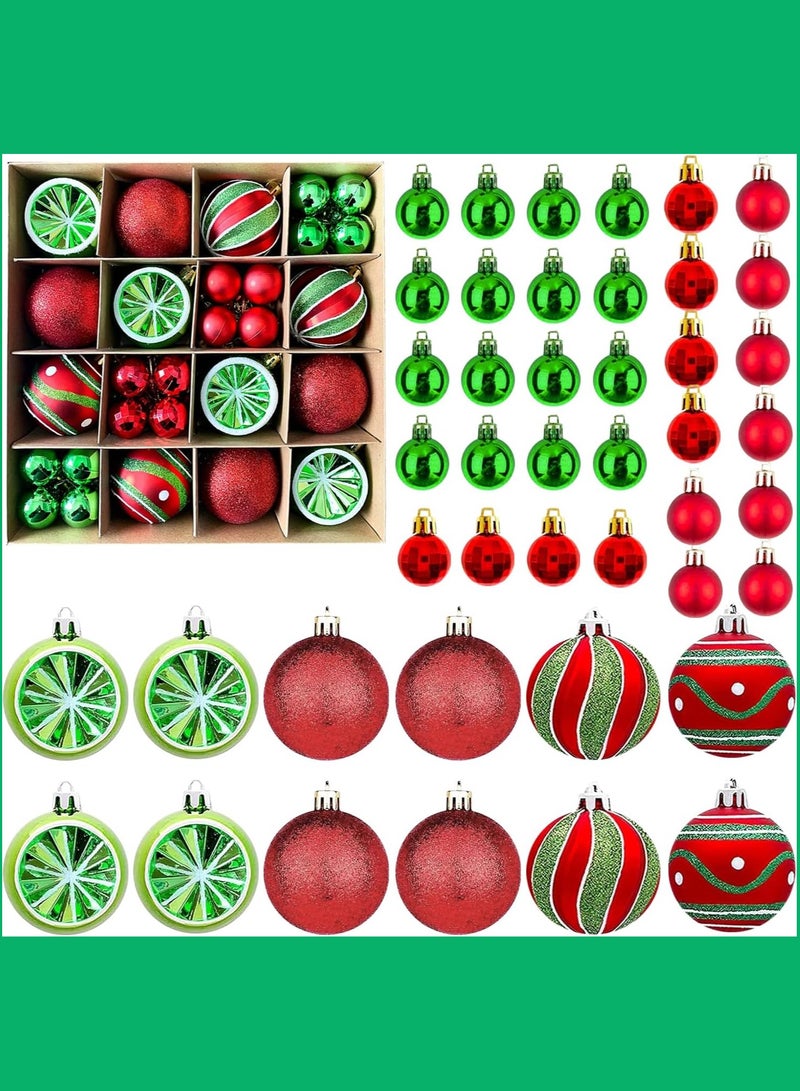 AIWANTO 44-Piece Red & Green Christmas Ornament Set – Shatterproof Tree Balls & Baubles with Glitter & Matte Finish for Festive Home Décor - Image 1