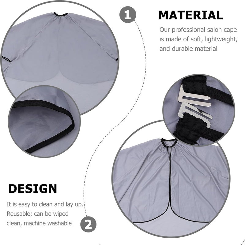 Hair Cutting Apron with Sleeves Gray Hairdressing Cape Smock for Salon and Barber Use Waterproof Salon Hair Styling Cape for Haircuts and Dye - Image 3