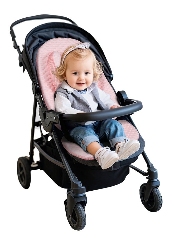 Generic - Baby Head and Body Support Pillow, Infant Car Seat Insert for Newborn,3D Breathable Fabric Infant Carseat Pad,Baby Car Seat Cushion for Swing, Stroller, Bouncer, Pink - Image 1