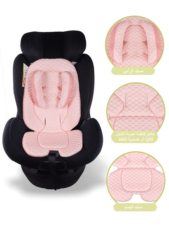 Generic - Baby Head and Body Support Pillow, Infant Car Seat Insert for Newborn,3D Breathable Fabric Infant Carseat Pad,Baby Car Seat Cushion for Swing, Stroller, Bouncer, Pink - Image 1
