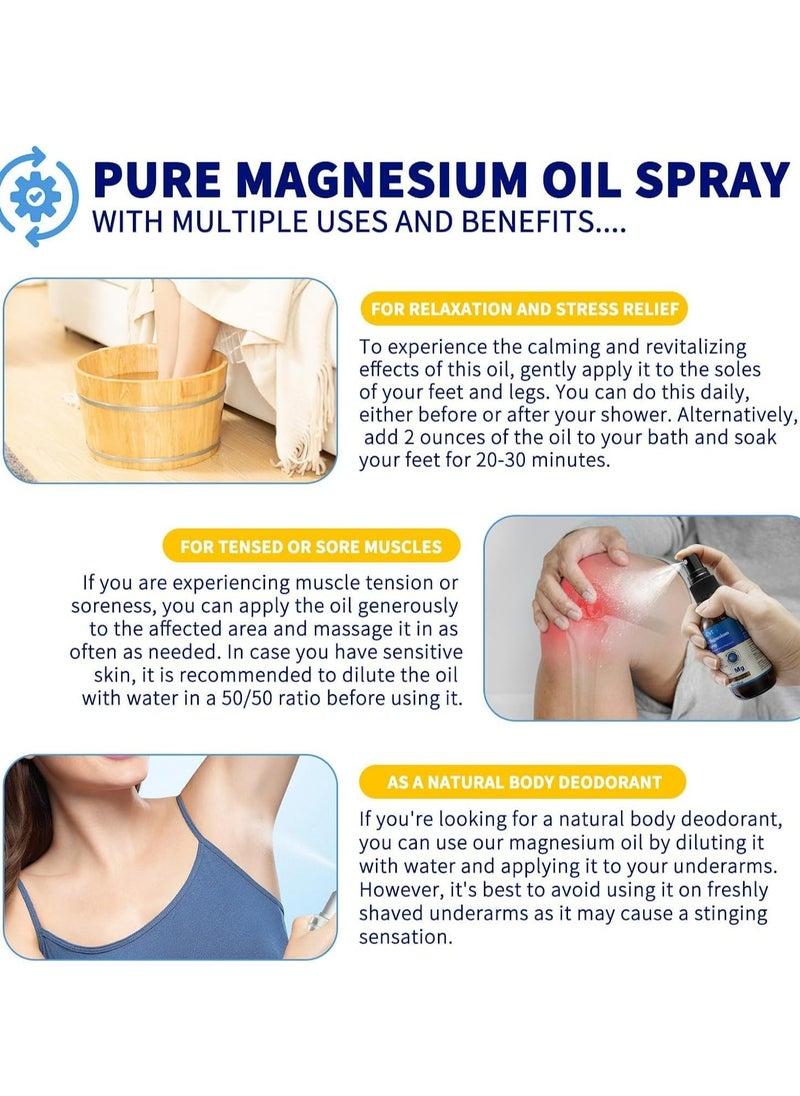 ALIVER - 60ml Pure Magnesium Oil Spray,100% Pure & Natural,Gluten Free,Magical Topical Magnesium Body Spray,Magnesium Spray for Sleep and Anxiety,Non-GMO Magnesium Spray for Feet and Body - Image 1