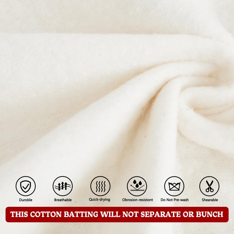 RRKTP Cotton Batting for Quiltingï¼Œ200 g/mÂ² Lightweight Quilt Batting Crib Sizeï¼ŒNatural All Season Comfort Cotton Stuffing, Sewing Handmade & DIY Crafts 50"Ã—60" - Image 4