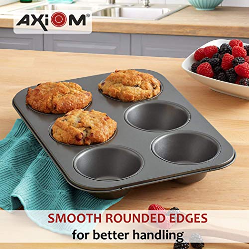 AXIOM Muffin Mould & Silicon Spatula with Brush. Non-Stick Carbon Steel Cup Cake Tray 6 Cups, & Silicon Brush with Spatula. Set of 3 bakeware - Image 2