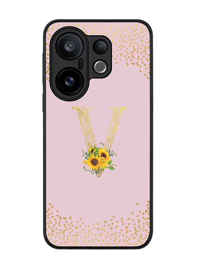 Stylizedd For vivo X200 FE / S30 Pro mini Case,Slim fit Camera Protection, Shockproof Thin Phone cover  - Custom Floral Monogram - V  (Pink )