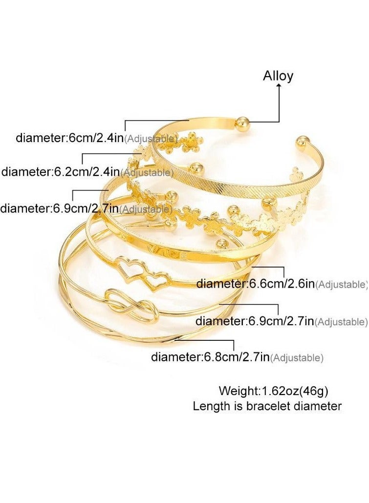 6pcs Chic Bracelets Trendy Flower/ Knot/ Heart Design Mix And Match For Daily Outfits Party Accessories Adjustable Jewelry - Image 4