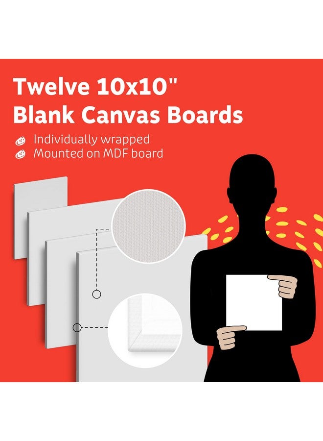 Artlicious Canvases For Painting Pack Of 12 10 X 10 Inch Blank White Canvas Boards 100% Cotton Art Panels For Oil Acrylic & Watercolor Paint - Image 3