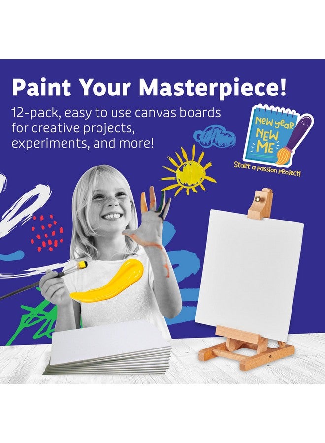 Artlicious Canvases For Painting Pack Of 12 10 X 10 Inch Blank White Canvas Boards 100% Cotton Art Panels For Oil Acrylic & Watercolor Paint - Image 2