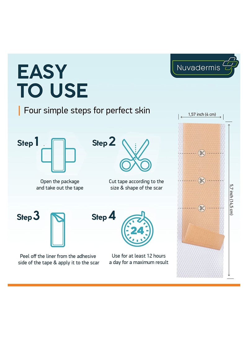 Nuvadermis - Silicone Scar Sheets, Tape, Strips - 4 Pack 5.7"x1.57" - Image 1