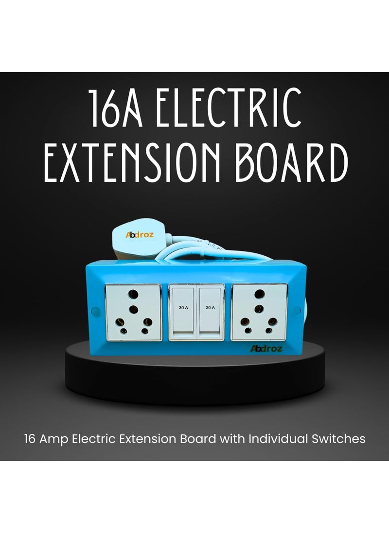 Generic ABDROZ Electric Extension Board with Cable 16A20A 16A20A with Two Switch and Heavy Duty Copper Cable Wire Sky Blue 240 Volts 2 Meter  - Image 5