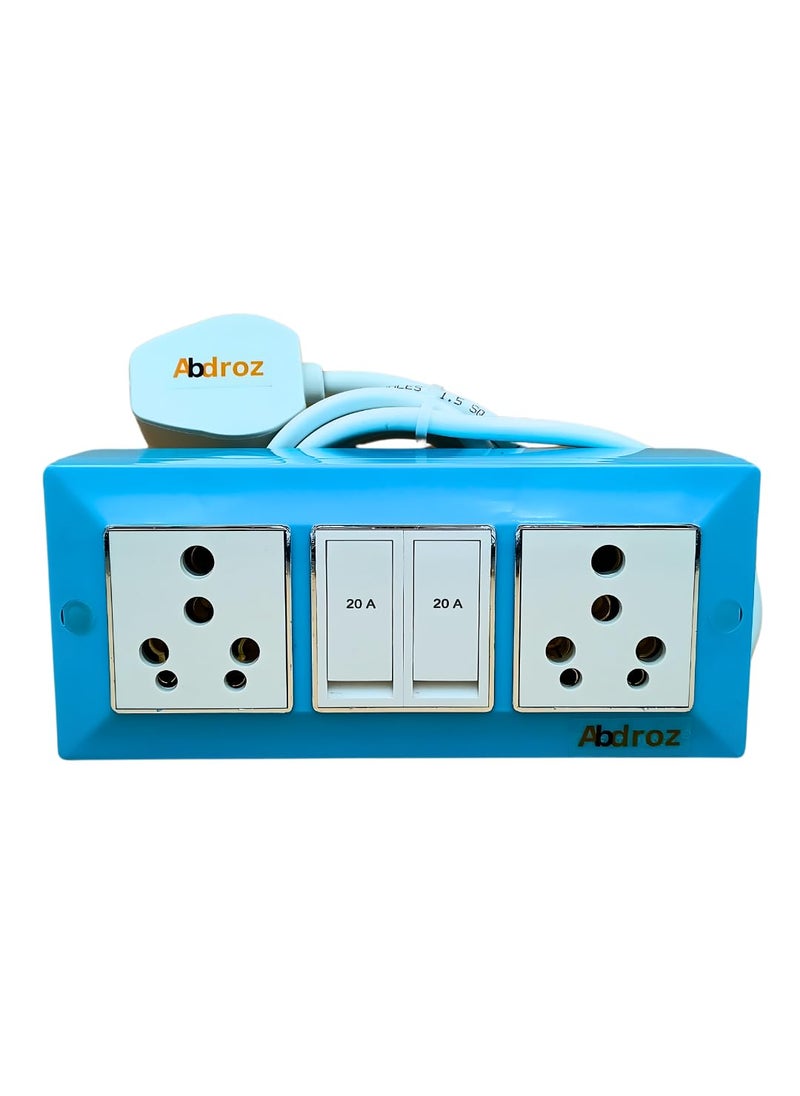 Generic ABDROZ Electric Extension Board with Cable 16A20A 16A20A with Two Switch and Heavy Duty Copper Cable Wire Sky Blue 240 Volts 2 Meter  - Image 2