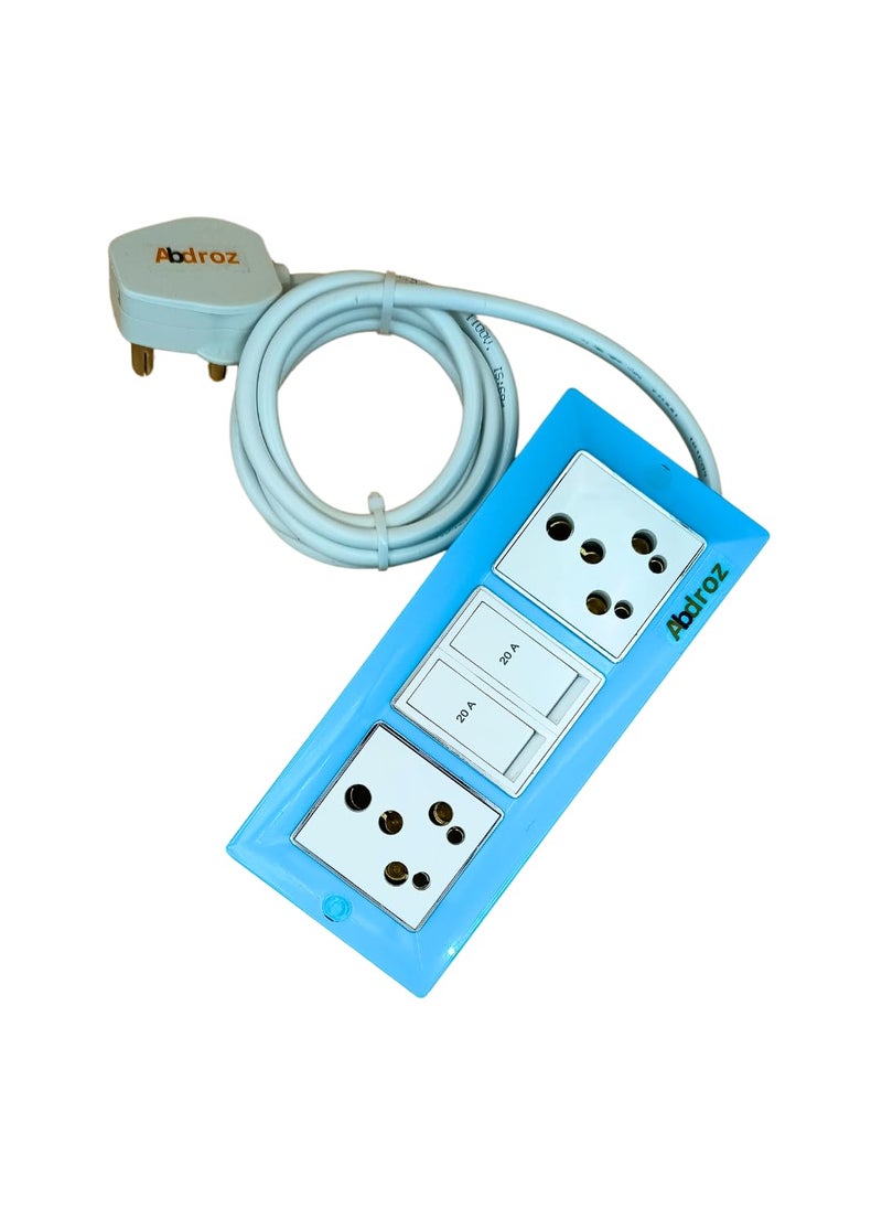 Generic ABDROZ Electric Extension Board with Cable 16A20A 16A20A with Two Switch and Heavy Duty Copper Cable Wire Sky Blue 240 Volts 2 Meter  - Image 4