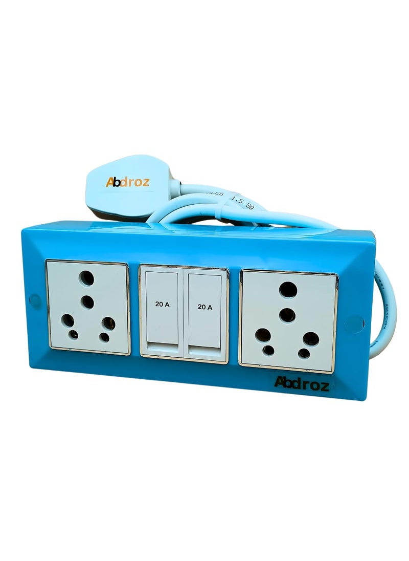 Generic ABDROZ Electric Extension Board with Cable 16A20A 16A20A with Two Switch and Heavy Duty Copper Cable Wire Sky Blue 240 Volts 2 Meter  - Image 3