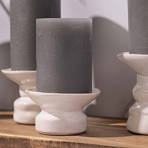 BASK Mottled Unscented Cool Grey Pillar Candles Set of 3 - Dripless Large Smokeless Pillar Candles for All Occasions - Image 5