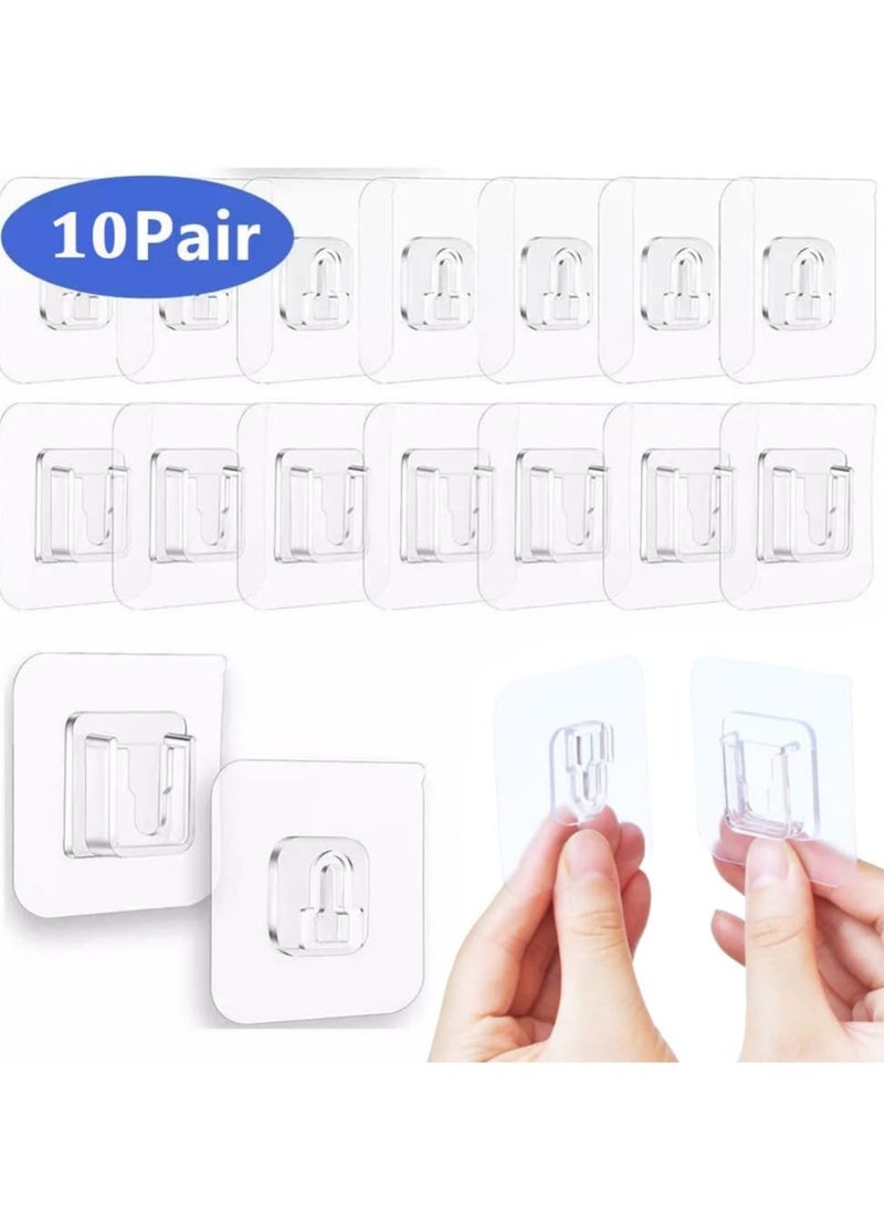 HomarKet - 10 Pairs Double-Sided Adhesive Wall Hooks Wall-Sticking Hooks Without Punching and Nails, Waterproof and Oil-Proof for Bathroom and Kitchen, Self-Adhesive Hooks. - Image 1