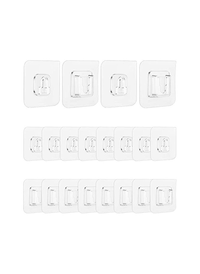 HomarKet - 10 Pairs Double-Sided Adhesive Wall Hooks Wall-Sticking Hooks Without Punching and Nails, Waterproof and Oil-Proof for Bathroom and Kitchen, Self-Adhesive Hooks. - Image 1