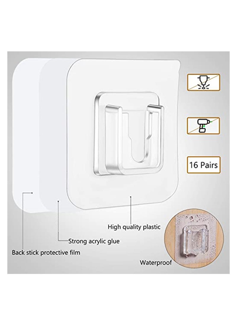 HomarKet - 10 Pairs Double-Sided Adhesive Wall Hooks Wall-Sticking Hooks Without Punching and Nails, Waterproof and Oil-Proof for Bathroom and Kitchen, Self-Adhesive Hooks. - Image 1
