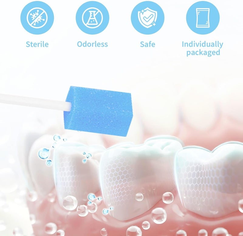 100 Pieces Oral Swabs Cotton Swabs, Oral Care Sticks, Oral Cleaning Sticks Toothbrush Teeth for Daily Oral Hygiene and Children, Pets, Adults, Elderly (Blue) - Image 4
