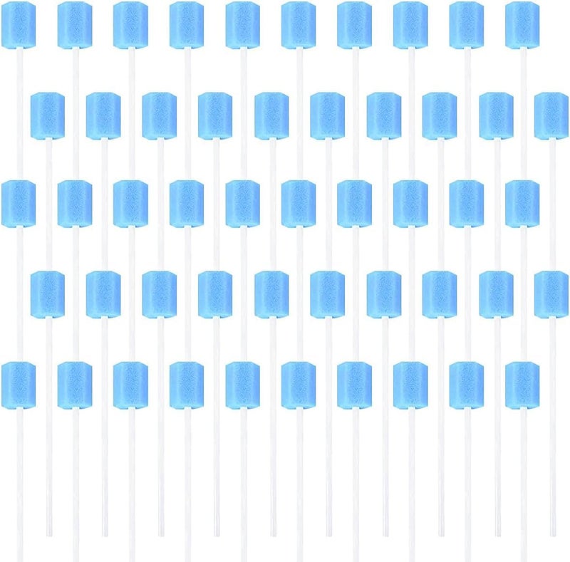 100 Pieces Oral Swabs Cotton Swabs, Oral Care Sticks, Oral Cleaning Sticks Toothbrush Teeth for Daily Oral Hygiene and Children, Pets, Adults, Elderly (Blue) - Image 1