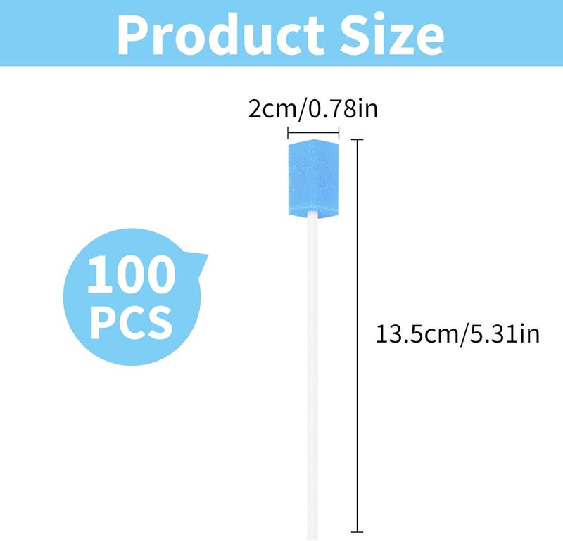 100 Pieces Oral Swabs Cotton Swabs, Oral Care Sticks, Oral Cleaning Sticks Toothbrush Teeth for Daily Oral Hygiene and Children, Pets, Adults, Elderly (Blue) - Image 2