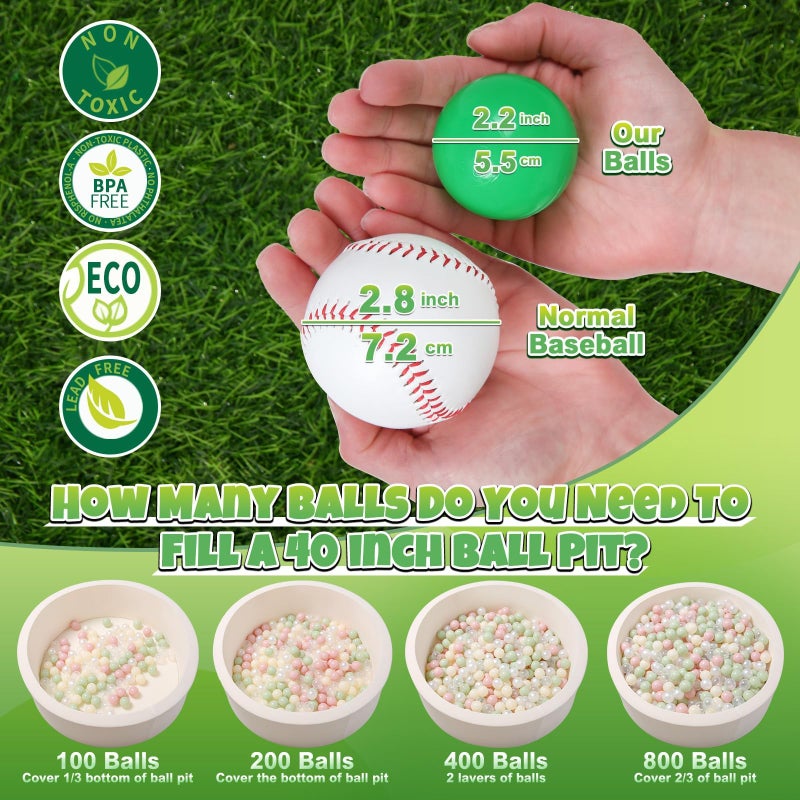 GOGOSO Ball Pit Balls for Toddler Baby Plastic Playballs Kids Soft Pastel Pelotas NonToxic BPAFree 2greenWhiteGold100 Balls - Image 3