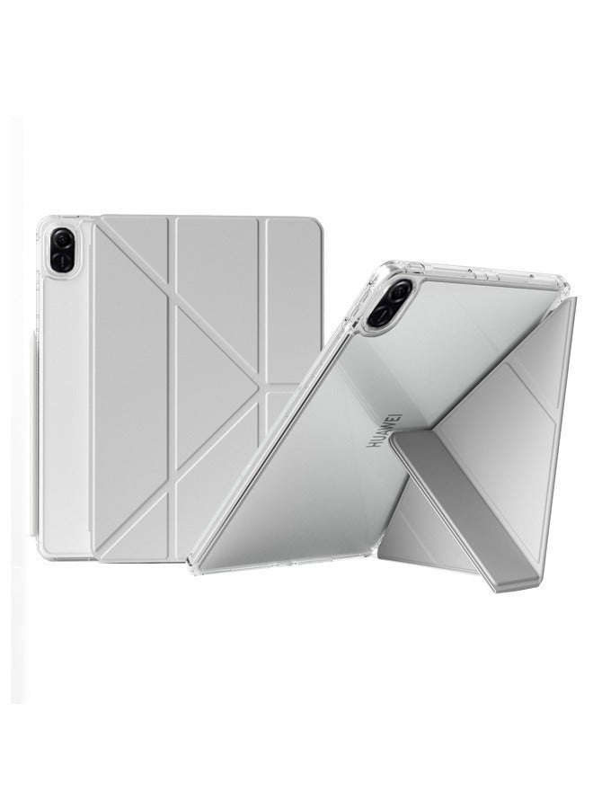 for Honor Pad X8a 11 بوصة غطاء الحالة, ثلاثي طي تصميم على شكل Y, زاوية متعددة, الجلد غطاء اللوح مع فتحة القلم, تلقائي الاستيقاظ / النوم, رمادي - Image 1