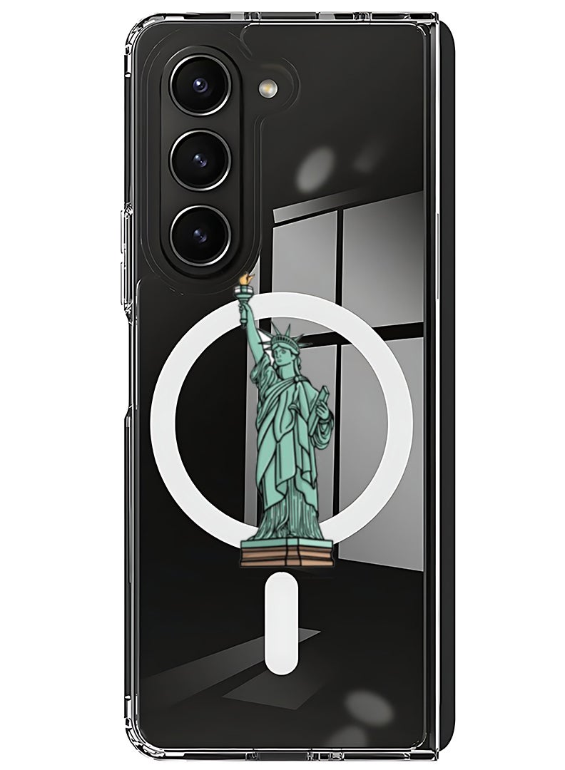 Theodor Magnetic Case for Samsung Galaxy Z Fold 6 Compatible with MagSafe Wireless Charging, Shockproof Phone Bumper Cover Statue of liberty  - Image 1