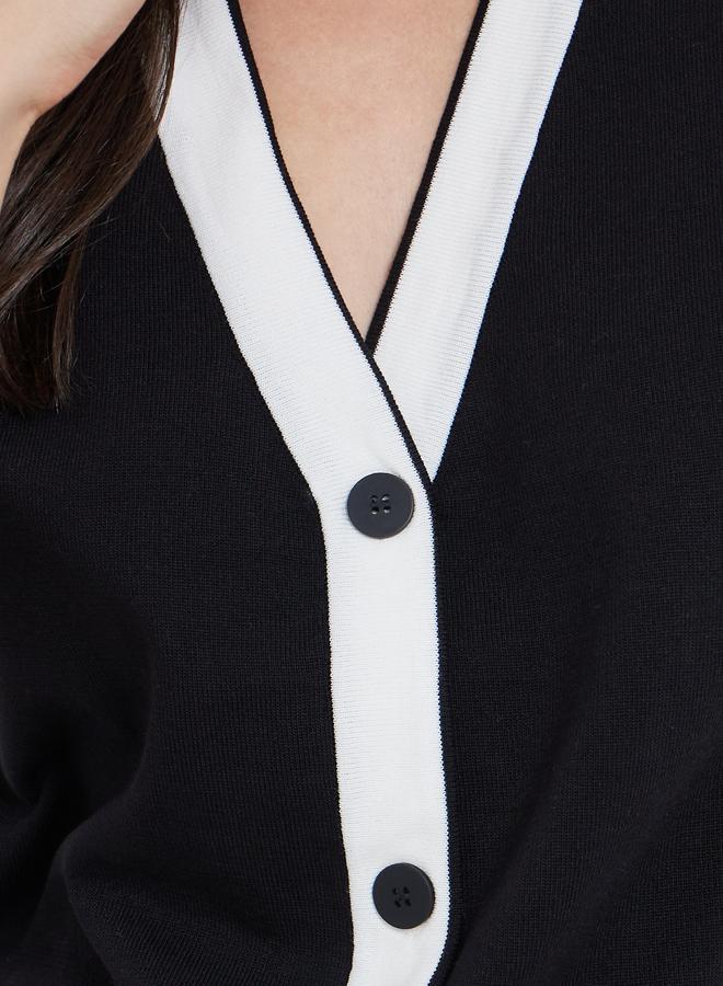 Take Two Black Sleeveless Knit Top with Contrast Trim - Image 4