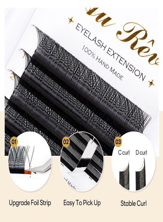 AuReve Y Lashes Extensions YY Lash Extensions C Curl 0.07mm 8-15mm Mix Tray Y Shape 4D Volume Premade Fan Lashes Matte Black Easy Fans Lashes Professional Use YY Lash (YY-0.07-C, 10-13mm Mix) - Image 2