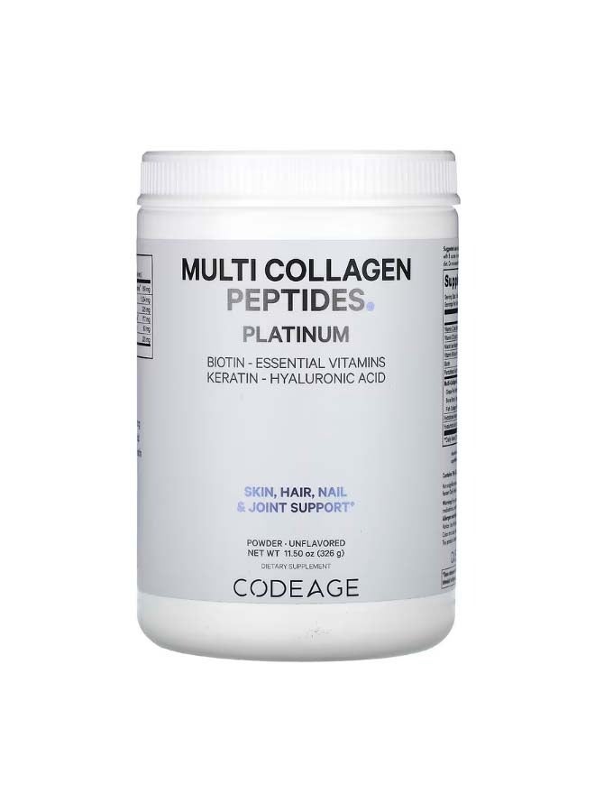 كوديدج Multi Collagen Peptides Powder Biotin Essential Vitamins Keratin Hyaluronic Acid Unflavored 11.5 oz 326 g - Image 1