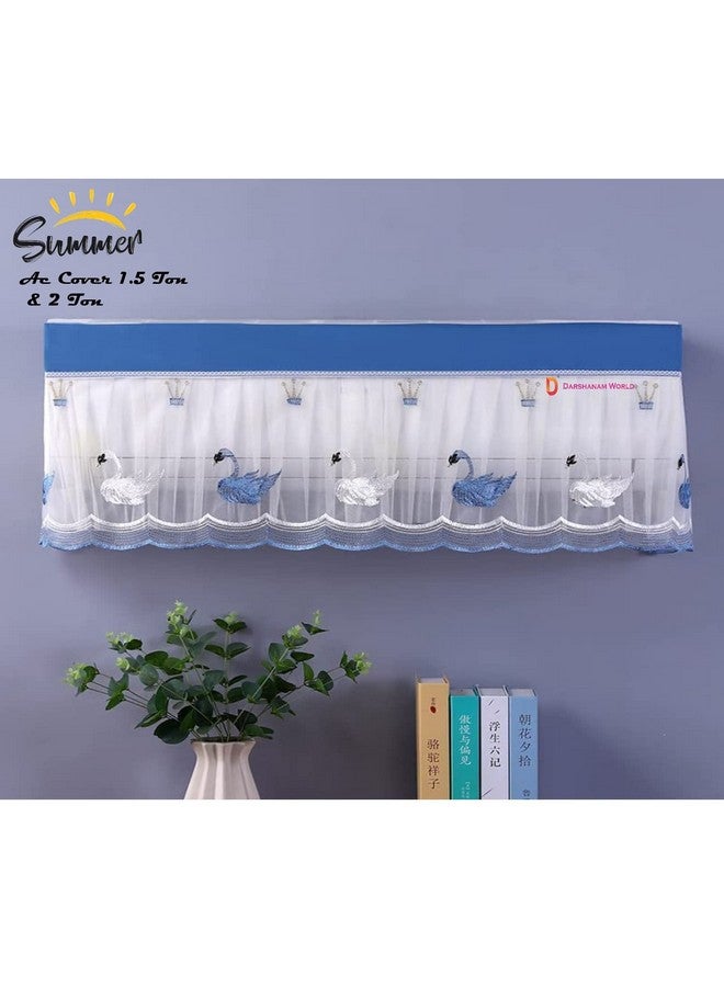 DARSHANAM WORLD Premium Work Indoor Ac Dust Protection Cover Dust Proof Washable Ac Cover For All Season Open Type Running Mode Ac Cover 1.5 Ton (38 X 12 X 9 Inch ) (Blue Duck), Fabric - Image 2