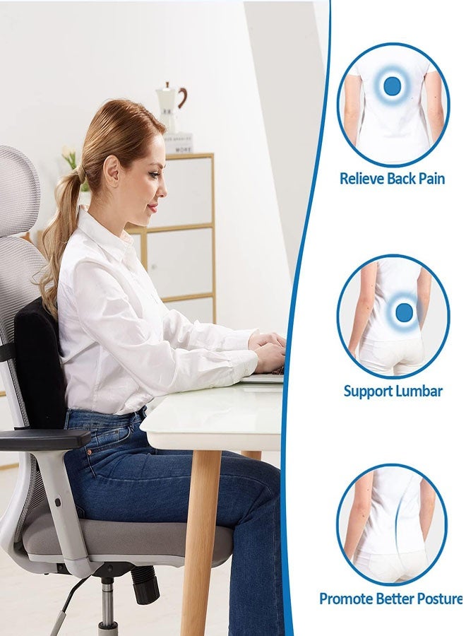 Lumbar Support Cushion, Ergonomic Back Support Memory Foam Cushion, Posture Corrector for Car, Office, Chair, Washable Cover & Adjustable Straps - Image 3