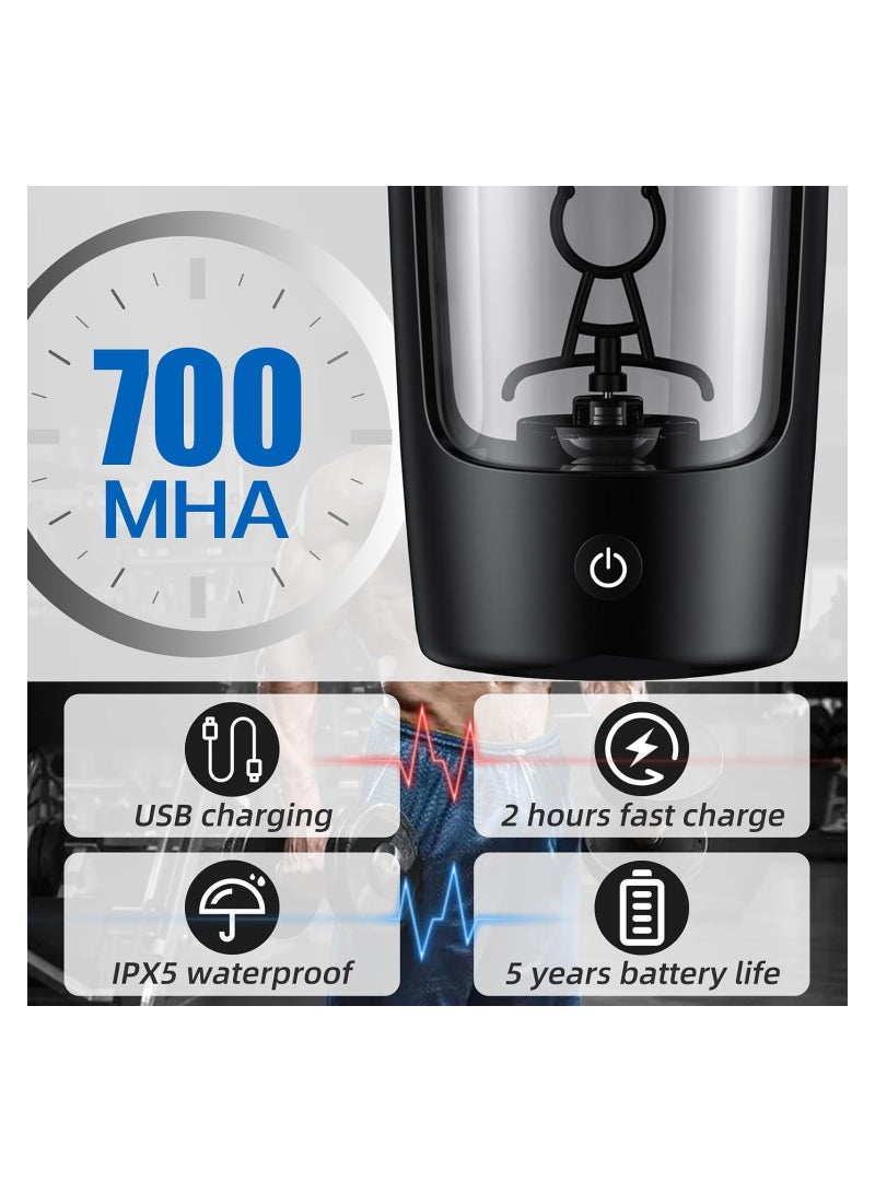 كابتن تيك Electric Shaker Bottle - BPA Free Tritan Blender Bottle, Portable USB Rechargeable Mixer Cup for Protein and Meal Replacement Shakes, Perfect for Workouts, 22 Oz Gift Idea. - Image 3